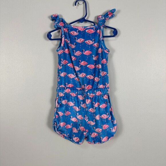 Sweethoney Girls 4T Terry Cloth Romper Flamingo Blue Summer Beach Pool Swim - Picture 4 of 4